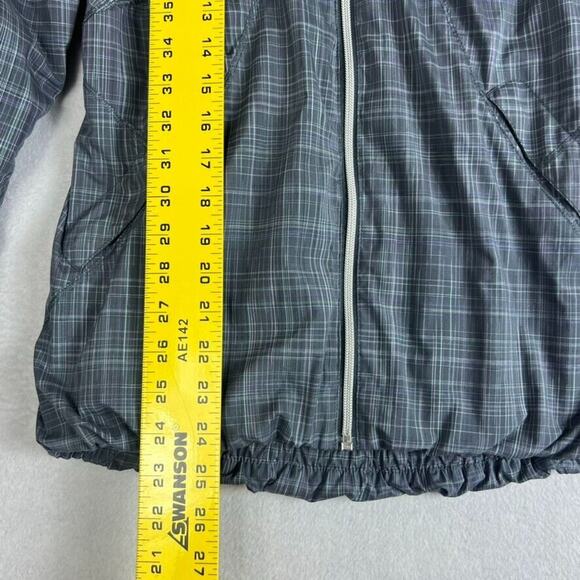 Lululemon Jacket Womens 4 33" Run Hustle Gray Plaid Hood Reflective Thumb Hole - Picture 3 of 10